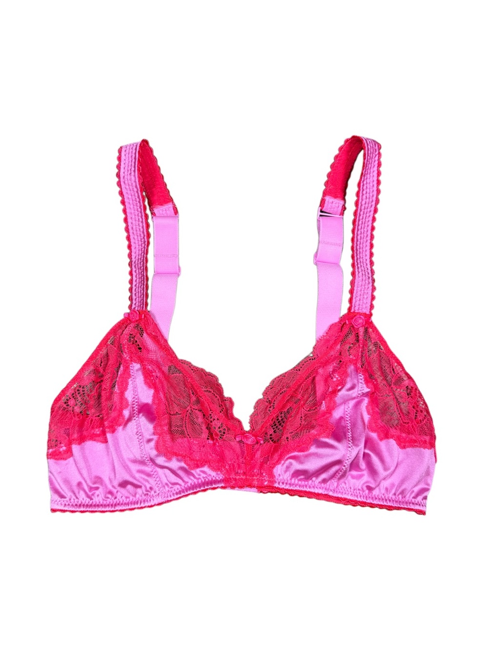 SKIMS Pink Lace-Trim Satin Bra